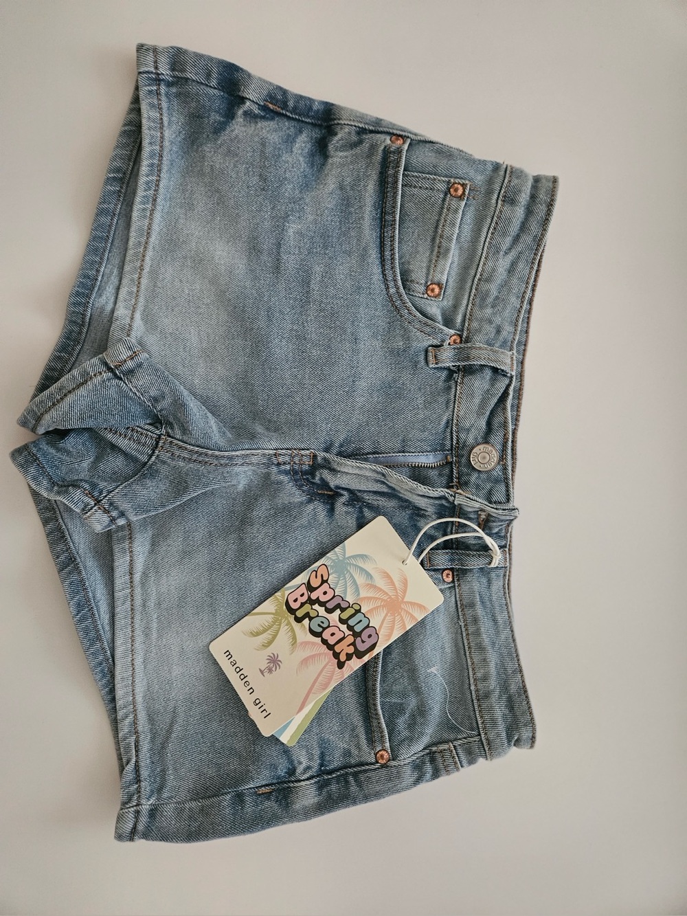 Madden Girl Faded Light Blue Denim Shorts